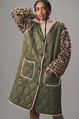 NWT By Anthropologie Colorblock Long Liner Coat Size Medium